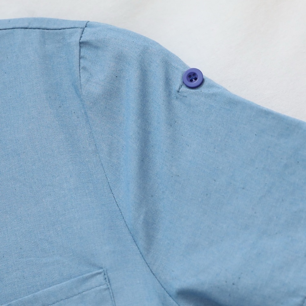 NWOT chambray shirt dress tunic pockets short mini cotton blue new Large L - Picture 6 of 7